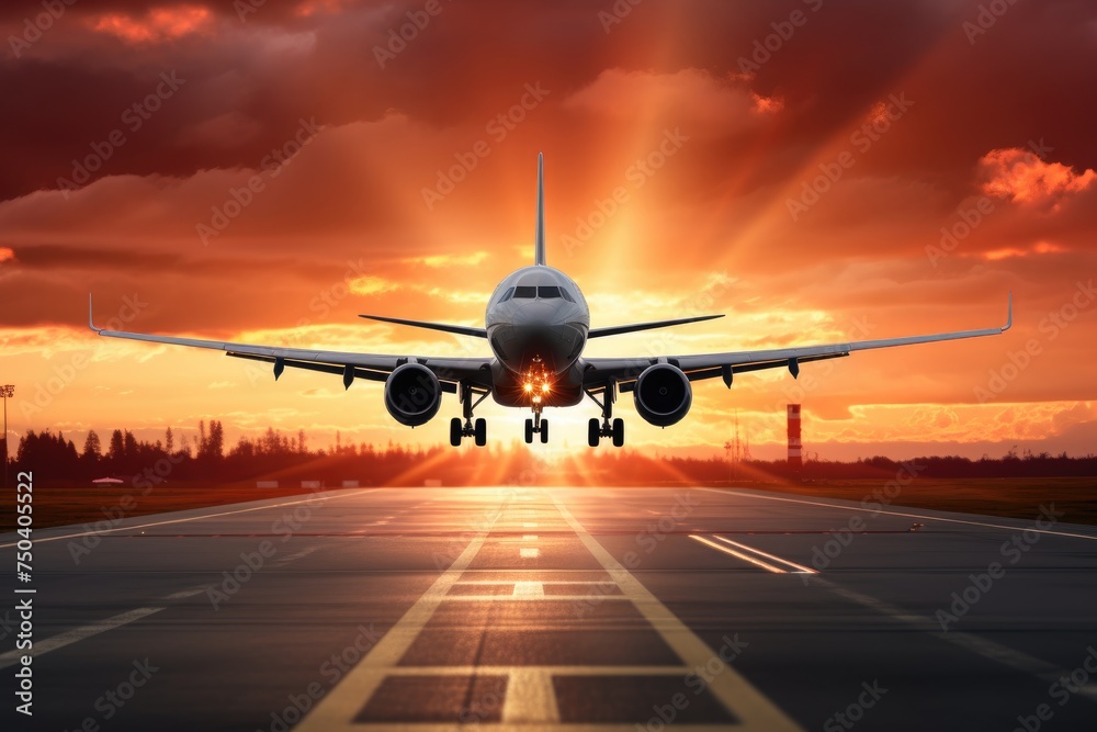passenger aircraft take off from airport runway passenger aircraft take off from airport runway
