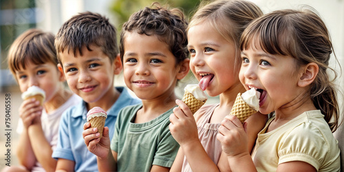 children eating ice cream dessert