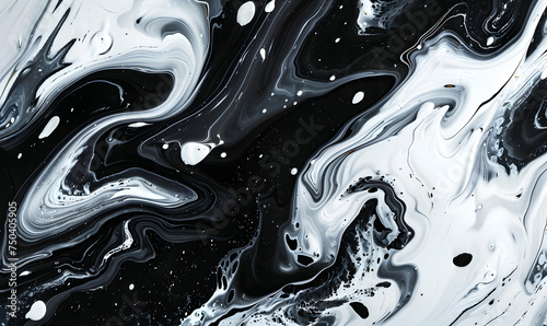 abstract background white liquid marble, black and white acrylic paint, Generative AI 