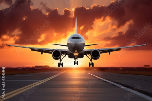 passenger aircraft take off from airport runway