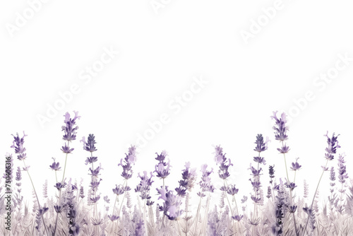 Minimalist illustration of purple lavender flowers isolated on white background