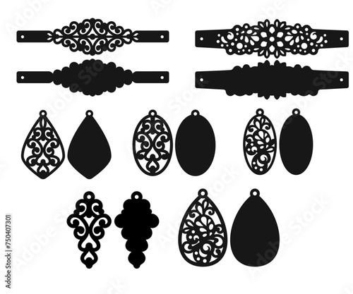 Earrings SVG Bracelets Templates for Laser Cutting Teardrop Earring, Earrings Template, Laser Cut Pendant, Faux Leather Bijouterie Design, Leather Earring