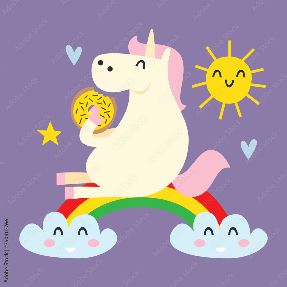 Cute unicorn card and poster template