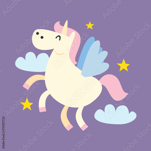 Cute unicorn card and poster template