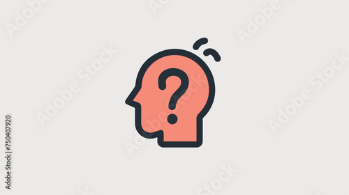 Confused Icon. Head with Question Mark