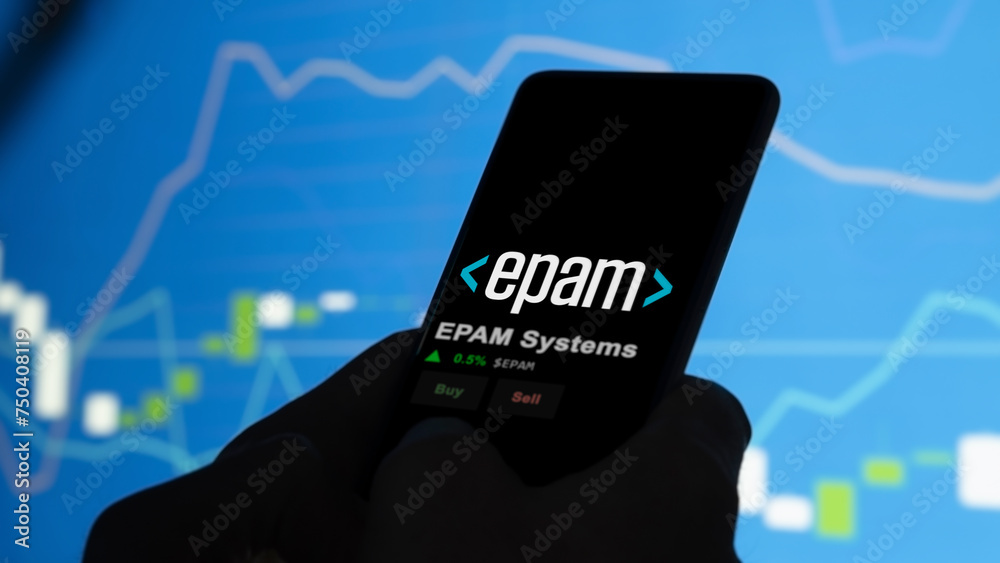 March 02nd 2024 Newtown, Pennsylvania. The logo of EPAM Systems on the screen of an exchange