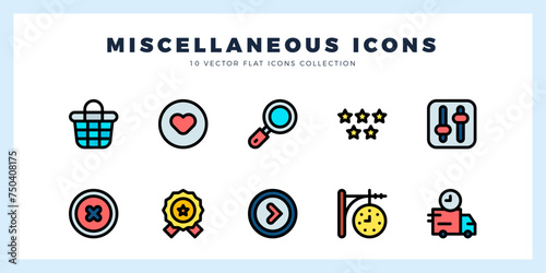 10 Social Media (Etsy) Lineal Color icons pack. vector illustration.