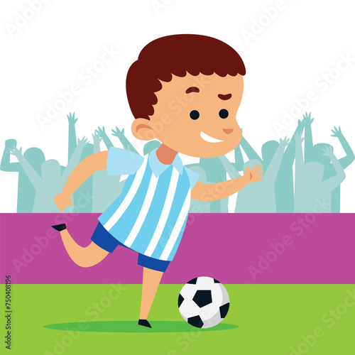 Cute little boy playing football/ soccer