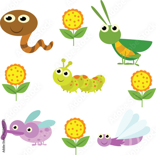 Cute cartoon bug and insect character © byMechul