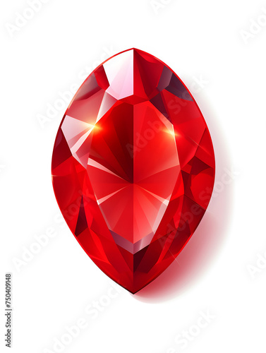 Illustration of a red ruby gemstone on white background 