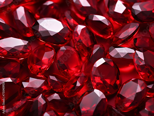 Abstract background of a red ruby gemstones