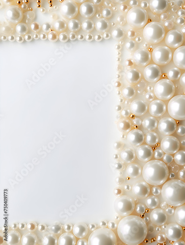 Abstract shiny pearls frame background with free copy space 