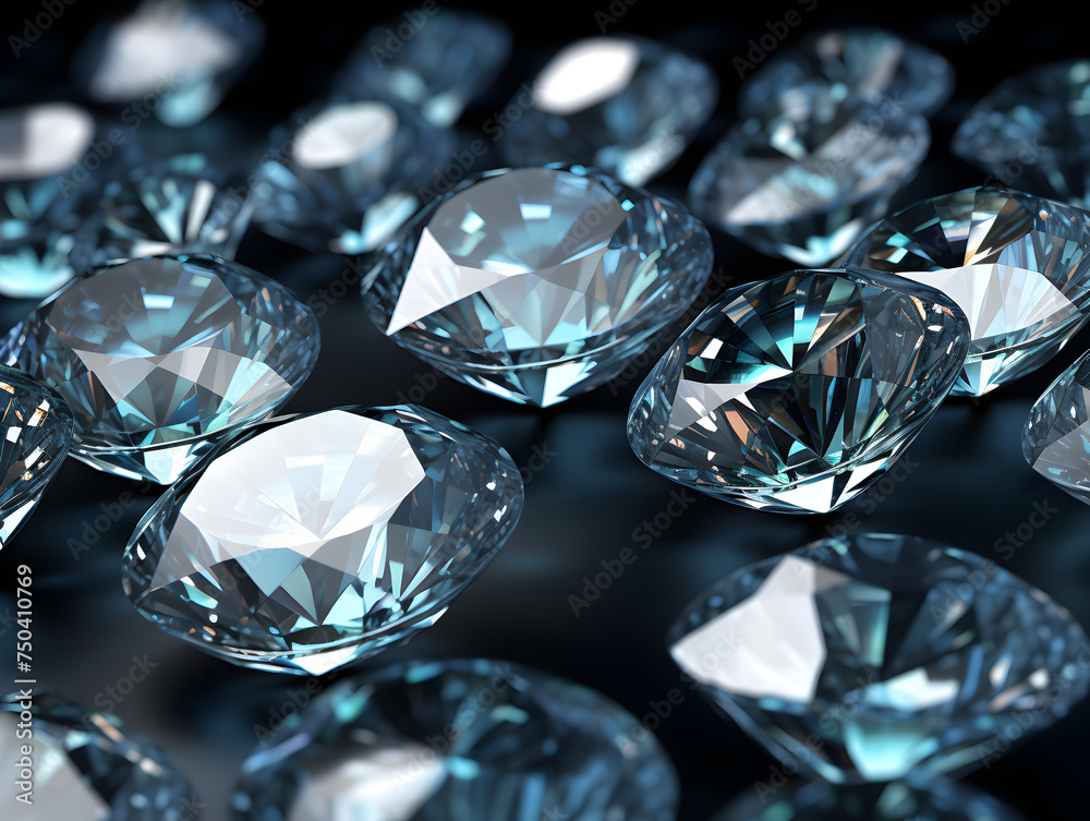 Abstract shiny diamond gemstones on dark background Abstract shiny diamond gemstones on dark background