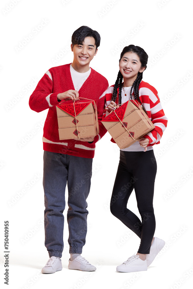 Happy young couple celebrating Chinese new year Happy young couple celebrating Chinese new year