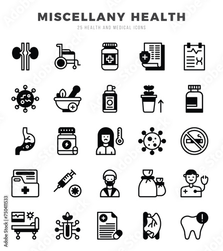 Set of MISCELLANY HEALTH icons in Lineal Fill style. High quality Lineal Fill Icons symbol collection.