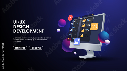 Programming web banner. Best programming languages. Social media creative concept idea. desktop computer. Screen. Realistic 3d design. Web Configure, repair prevention, maintenance and setting website