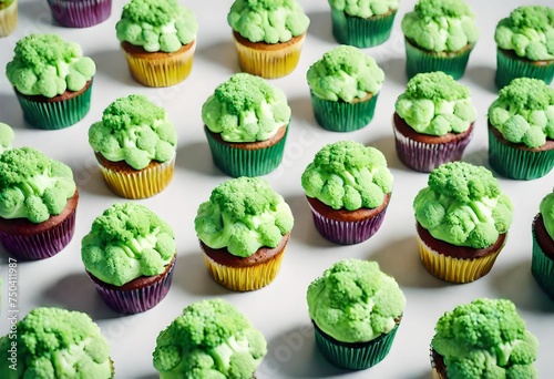 cupcakes on green background