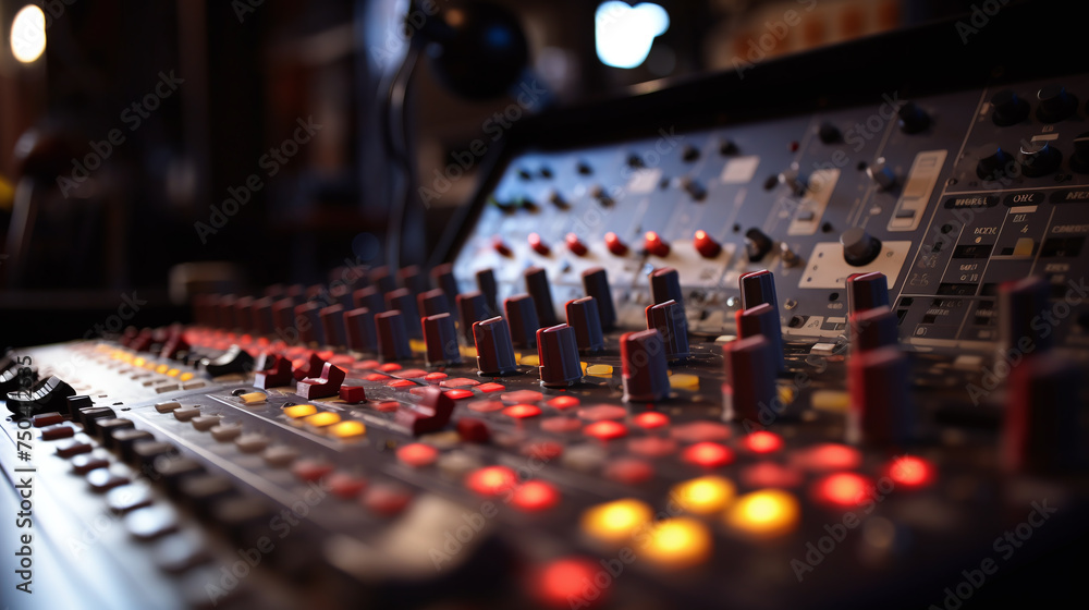 close up of music mixer