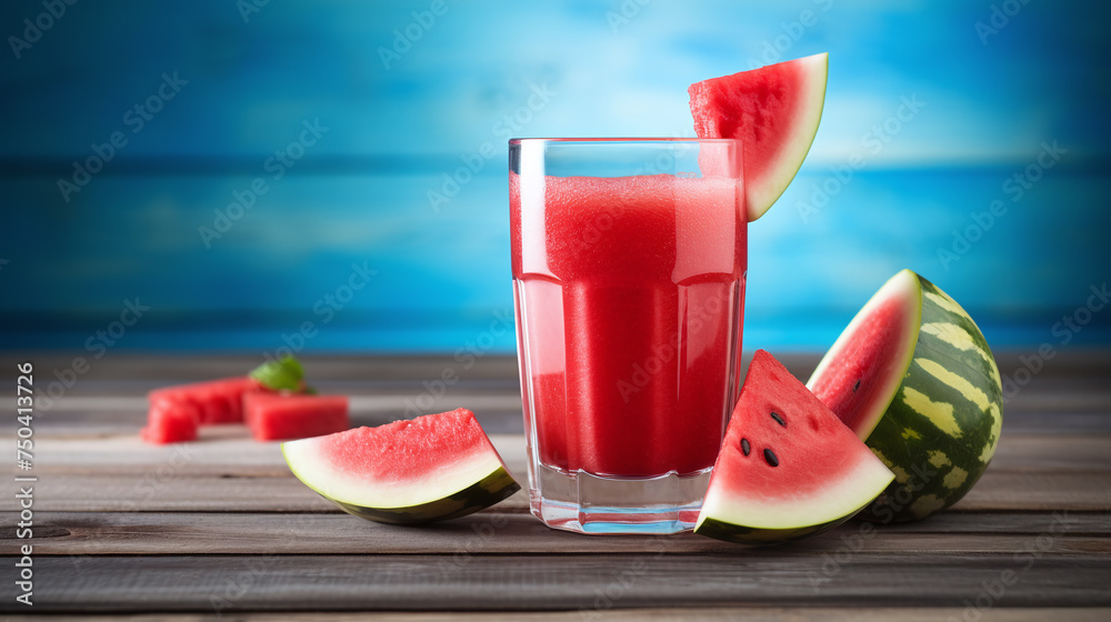 Watermelon juice on a table. Watermelon juice on a table.