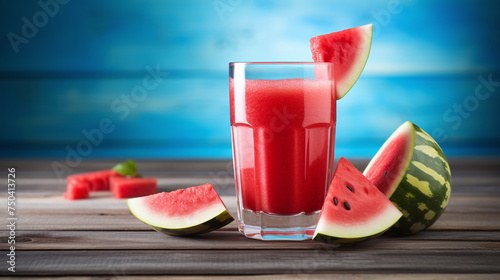 Watermelon juice on a table.