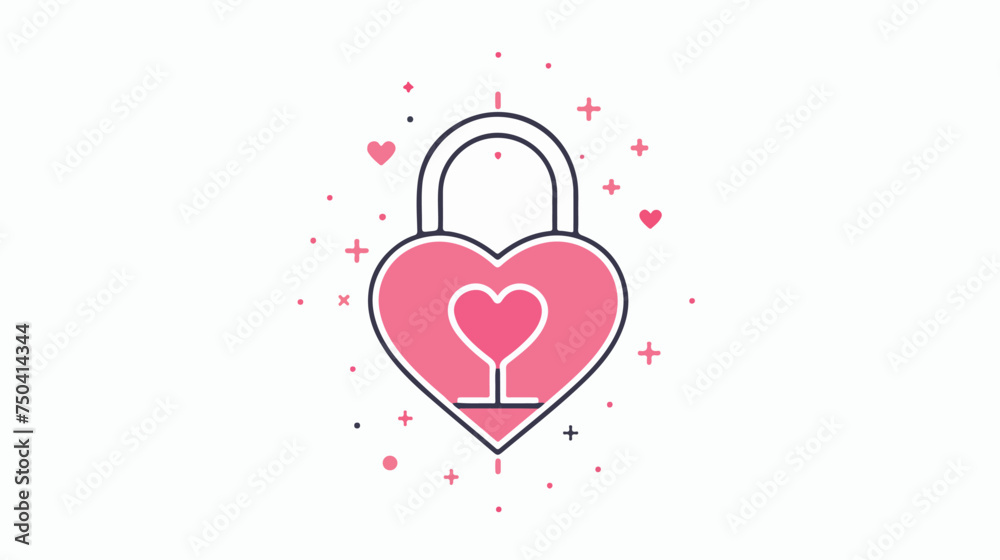 Heart Lock Line Icon Love and Padlock Love