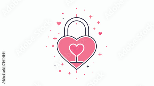 Heart Lock Line Icon Love and Padlock Love