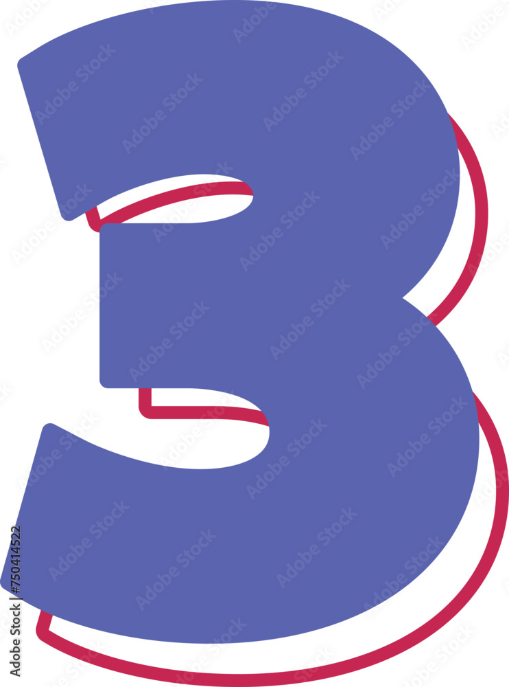 Obraz premium partriotic usa alphabet number 3 three outline