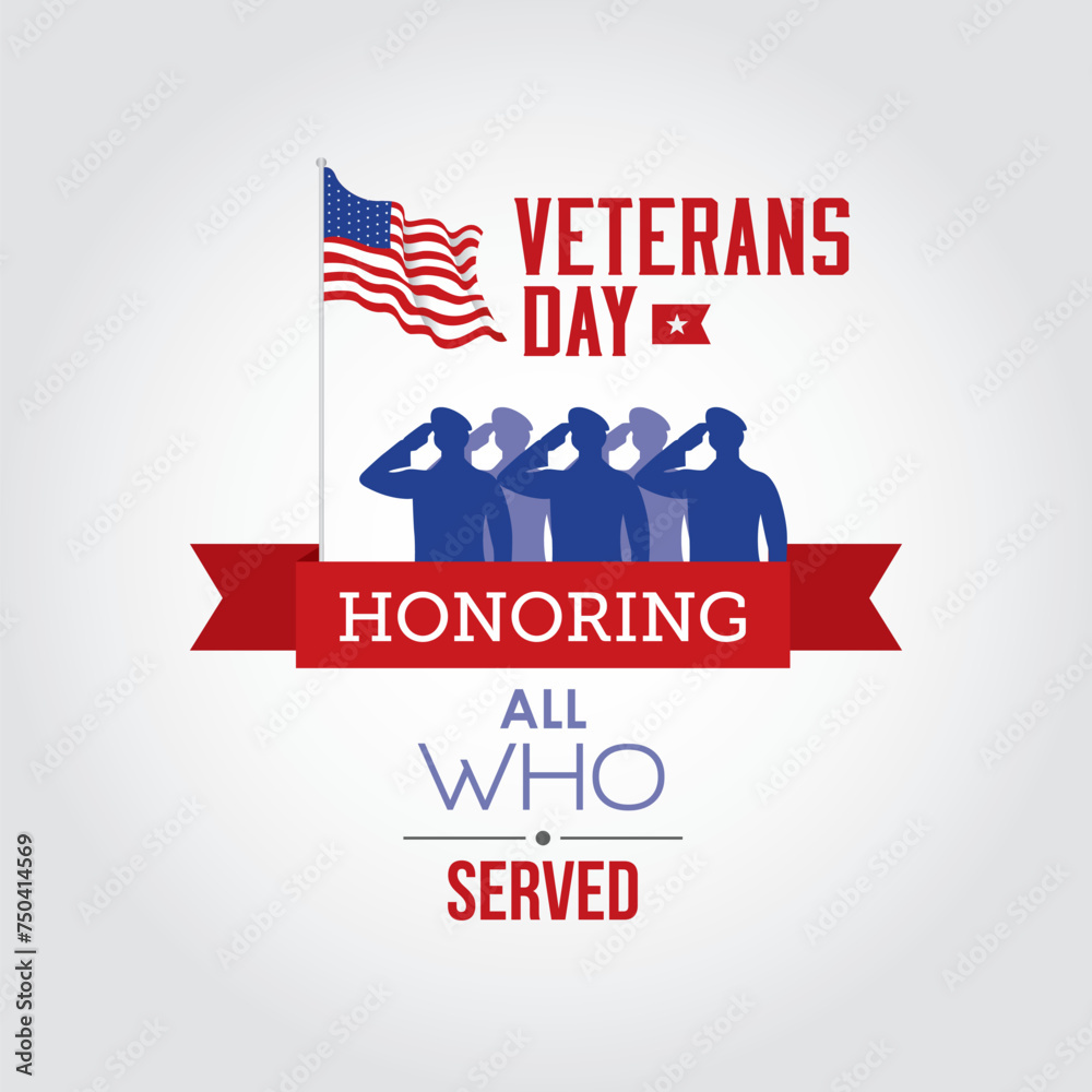 Veteran day vector illustration. Veteran day themes design concept with flat style vector illustration. Suitable for greeting card, poster and banner. Suitable for your design asset.