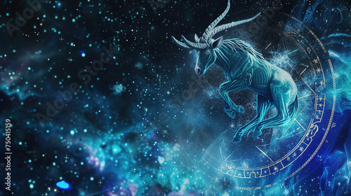 wallpaper of a Zodiac Capricorn concept, with empty copy space 