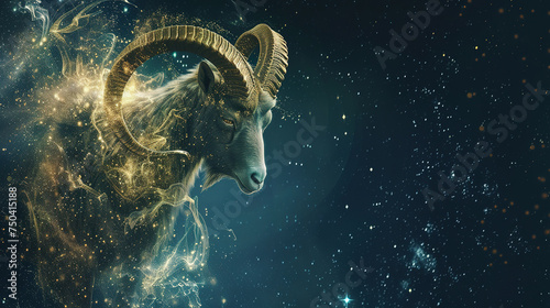 wallpaper of a Zodiac Capricorn concept, with empty copy space 