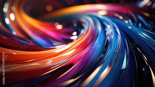 Abstract background with 3D spiral lines, chaotic, and glossy elements.