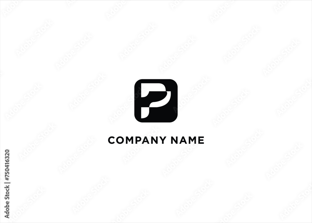 Initial Letter P Dog Logo Icon Stock Vector