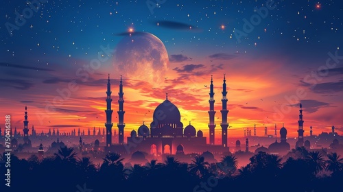 An image of Ramadan Kareem with a mosque in the background