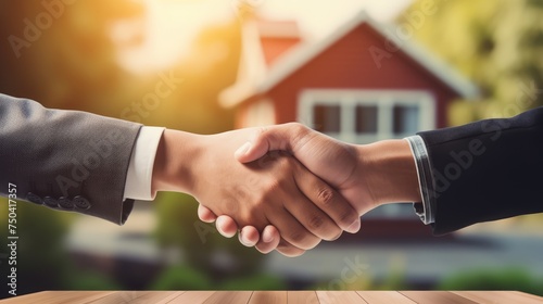 handshake when buying a house. Real estate transactions, investments