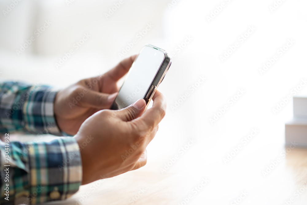 Freelance career young man holding a phone for work online meeting with the modern lifestyle of people in the capital, working digital nomad concept Freelance career young man holding a phone for work online meeting with the modern lifestyle of people in the capital, working digital nomad concept