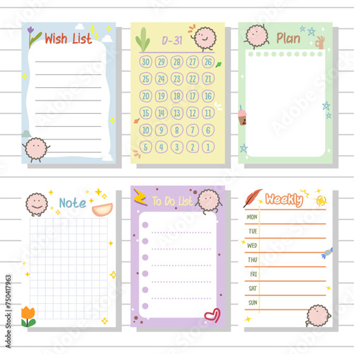 mini notepads 6 types collection set vector