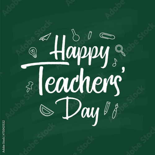 Happy teacher day vector illustration. Happy teacher day themes design concept with flat style vector illustration. Suitable for greeting card, poster and banner.