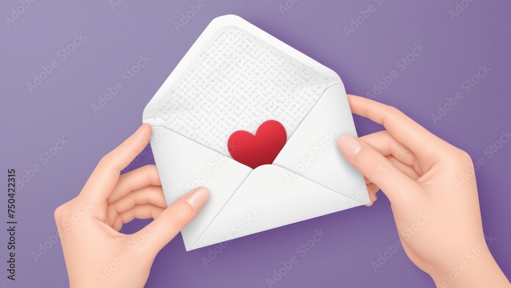 hand holding an envelope with heart shape hand holding an envelope with heart shape