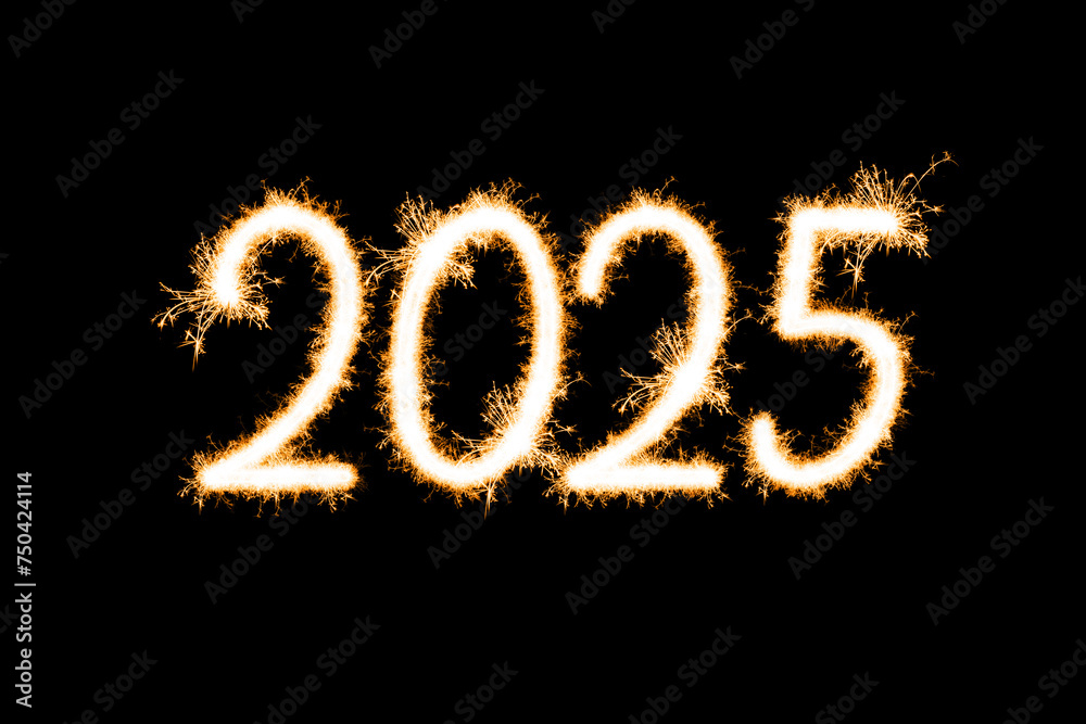 Happy new year 2025 on black background Happy new year 2025 on black background