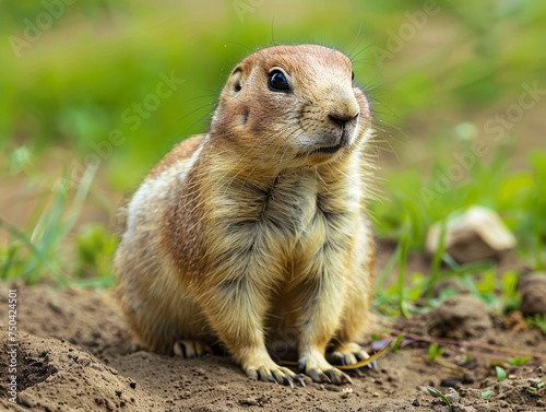 A lone prairie dog attentively surveying its surroundings.