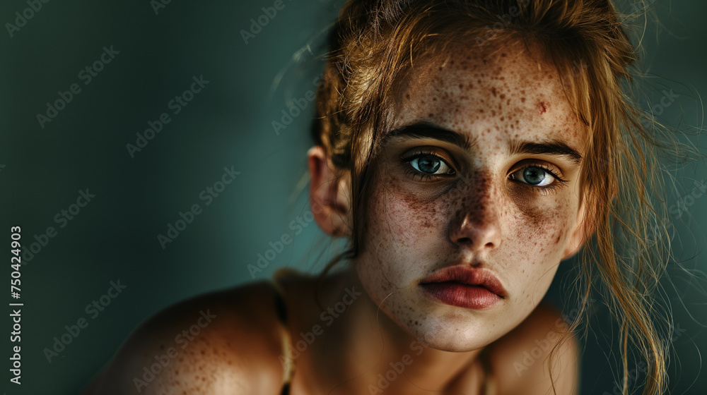 Portrait of a Young Woman with Freckles Portrait of a Young Woman with Freckles