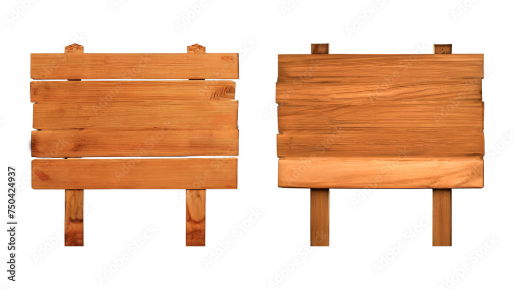 Set of blank empty wooden rustic sign board isolated on transparent background, Empty wooden sign board Png.