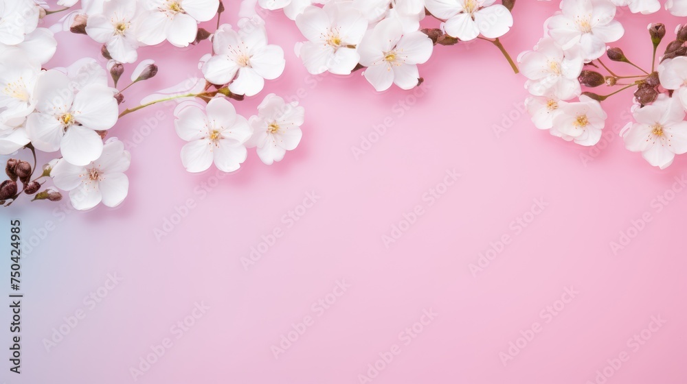 Beautiful delicate flowers on a pink background. The texture of the water. Small waves, ripples on the water. Background for Women's Day, Valentine's Day.