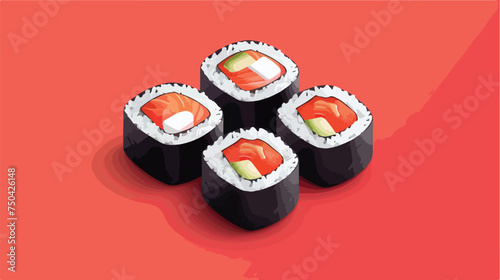 Tasty sushi with rice vector template.