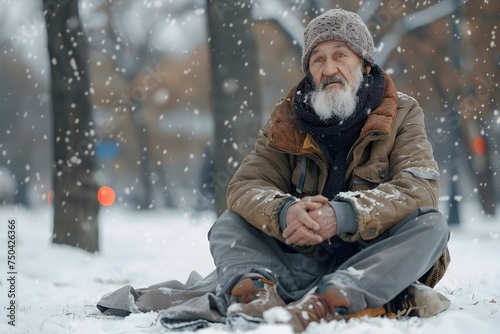 Old Man in Winter A Portrait of Resilience and Endurance © kiatipol