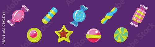 Sweet Candy and Glossy Caramel Treat Vector Set