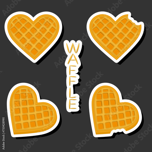 Illustration on theme big kit different types biscuit waffle with cell, dessert cookie