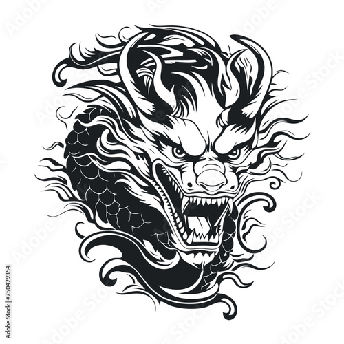 A Dragon head logo on white background