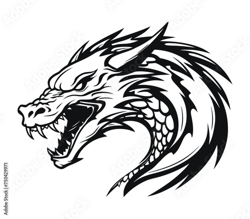 A Dragon head logo on white background