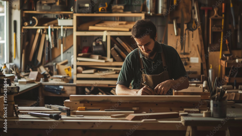 Concentrate Carpenter is working in his workshop .